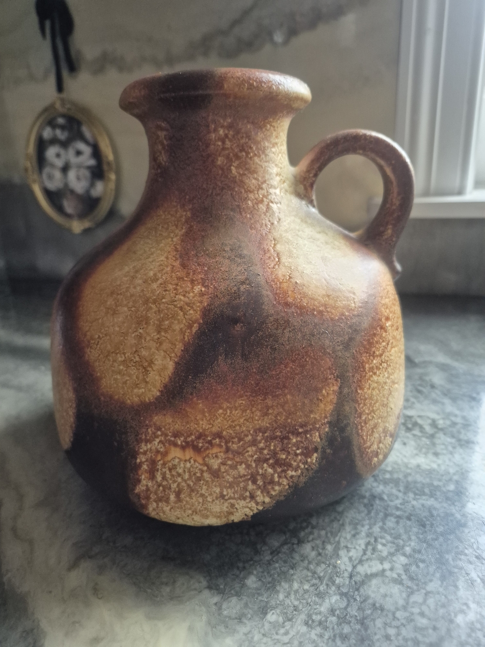 Scheurich Keramik Fat Lava Jug Brown Pottery Ceramic Pitcher Vase West Germany